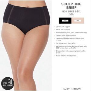 Ruby Ribbon Sculpting Brief Black New Size XL
